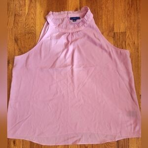 Apt. 9 Pleated Ruffle Neck Mauve Pink Sleeveless Shirt